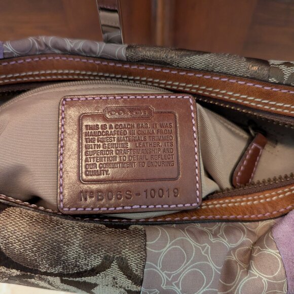 Coach Patchwork One Shoulder Bag Brown Suede Canvas Leather 10019 Y2K Vintage - Picture 8 of 12